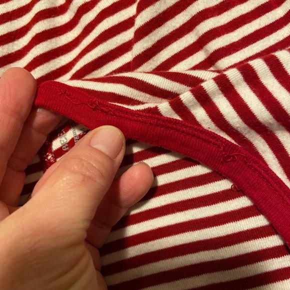 Burt’s Bees Baby Unisex Adult Holiday Pajama Romper Medium Red & White Striped - Picture 6 of 6
